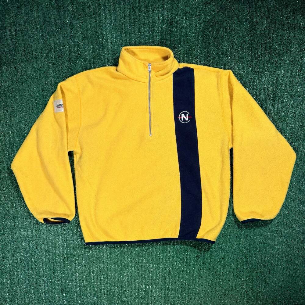 Mens Vintage Nautica Competition Fleece Quarter-Zip Pullover Sweater Small